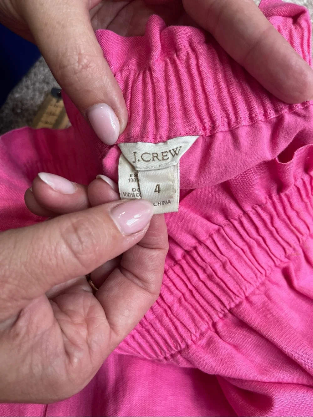 J.Crew Pink 100% Linen Paperbag Waist Mini Skirt Size 4